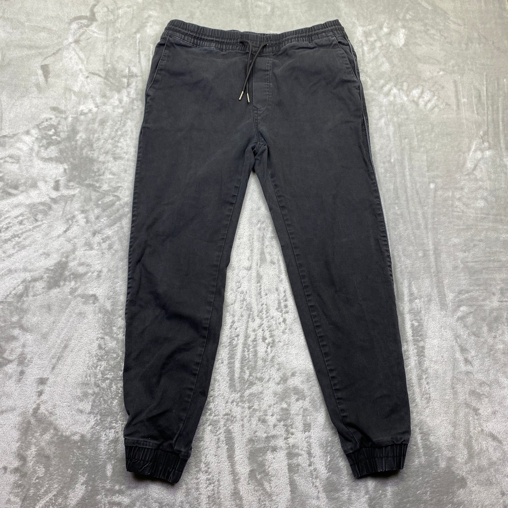 Bershka Mens Slim Jogger Fit Pants Black Elastic Waist Drawstring Sz L Fits 31"